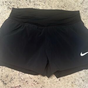 Nike Women's Black Athletic Running Shorts with White Swoosh